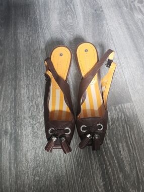 Celine Brown Tassel Slingback Mules